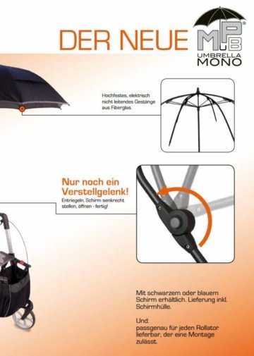 Mikrofaser Rollator Schirm SET Universal Regen Belüftet Wetter Rollstuhl Schutz